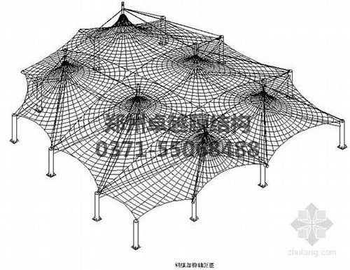 設計圖中可以看出索膜結構一般由膜材、索結構、支架結構三部分組成