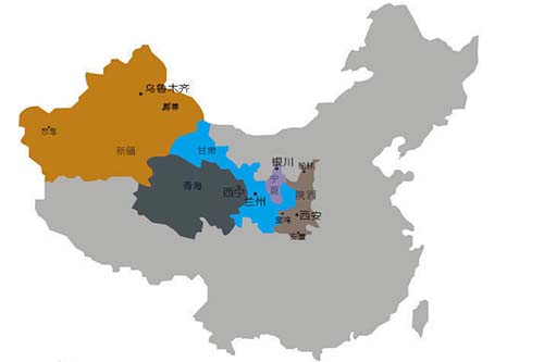 西北地區區位圖(地圖尺寸有限我國海南未標注)