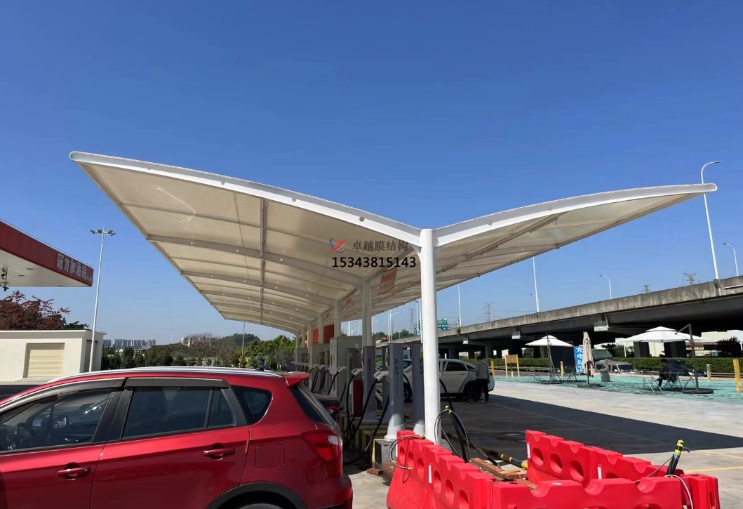 陽江雙挑<font color='red'>膜結構車棚</font>——陽江膜結構公司專業廠家